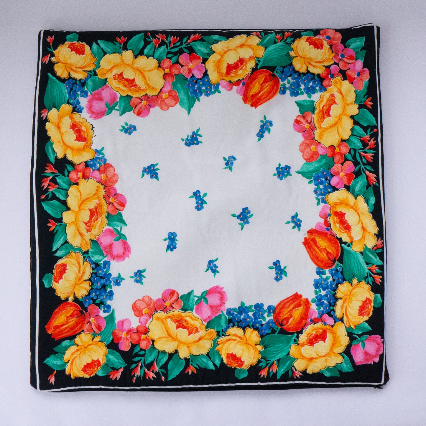 Tulip Floral Print Cushion Upcycled Scarf Throw Pillow 18”