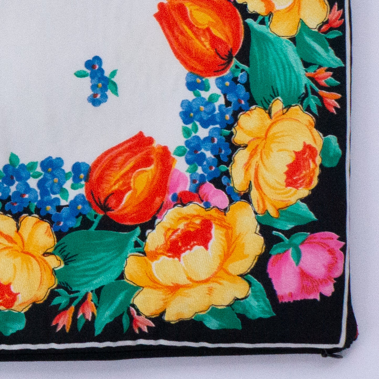 Tulip Floral Print Cushion Upcycled Scarf Throw Pillow 18”