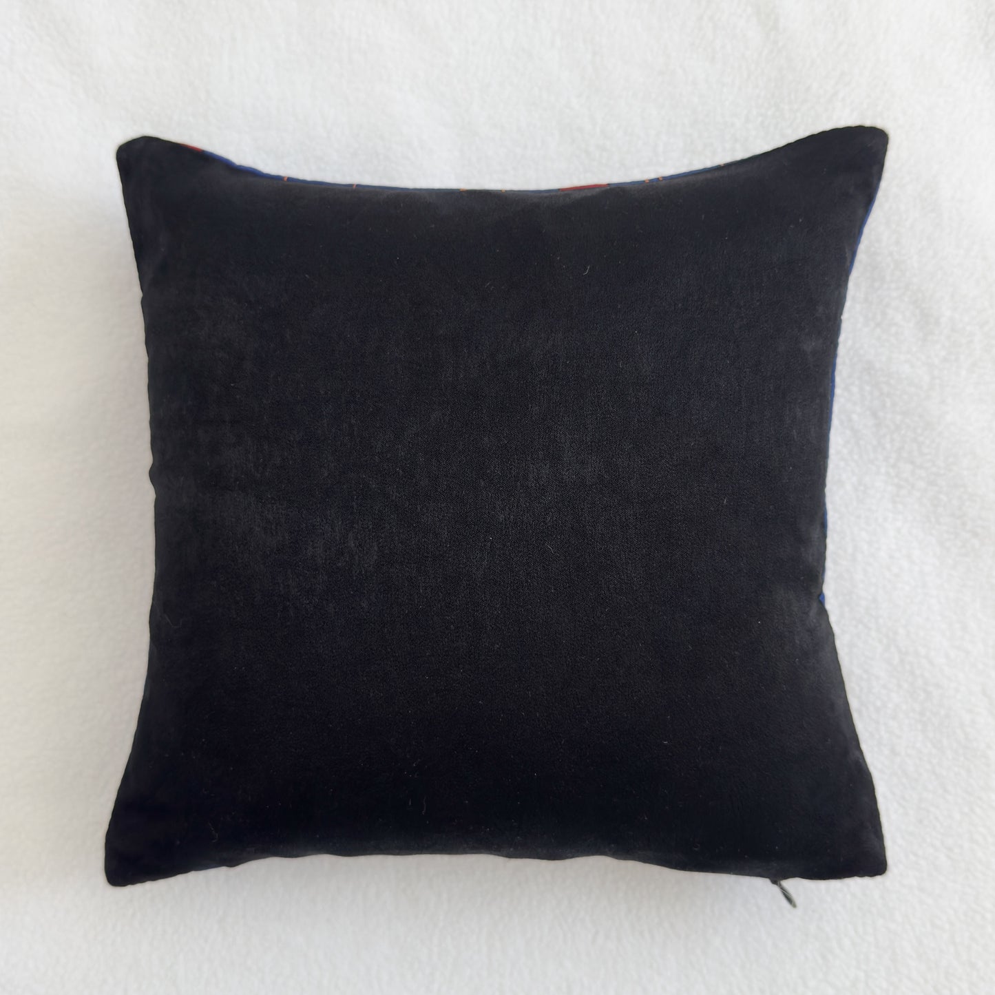 Navy and White Floral Upcycled Scarf Throw Pillow 10"