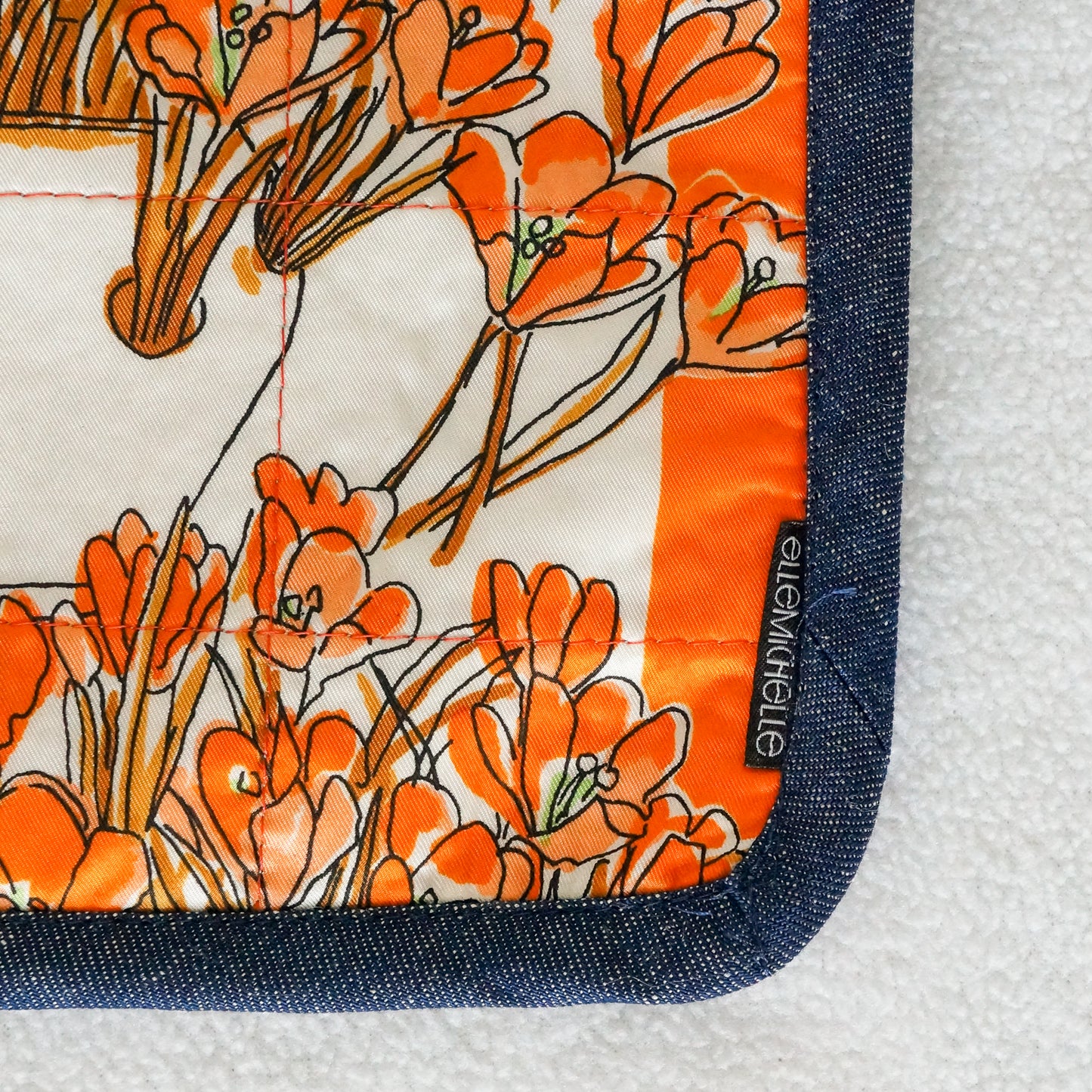 Vintage Scarf Bag Orange Floral Print | Market Tote Summer Handbag