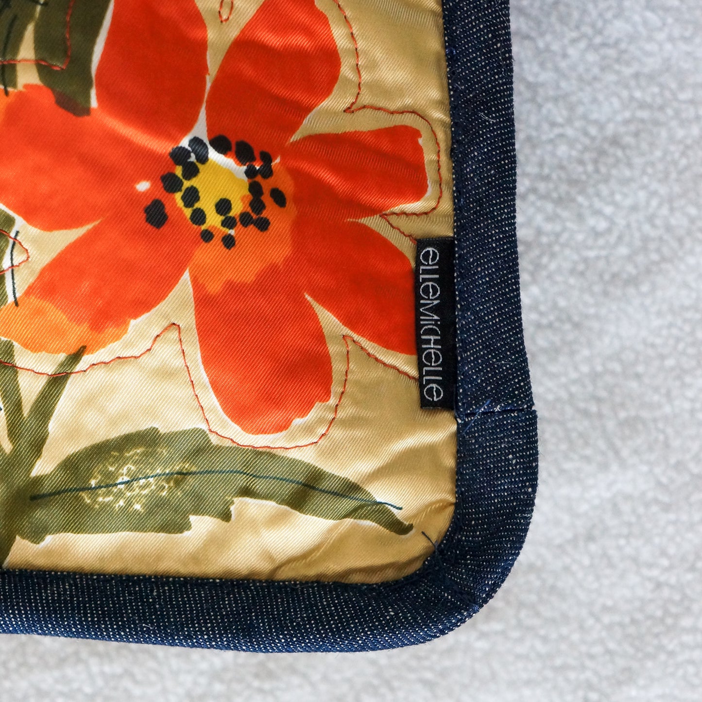 Vintage Scarf Bag Yellow Floral Print | Market Tote Summer Handbag