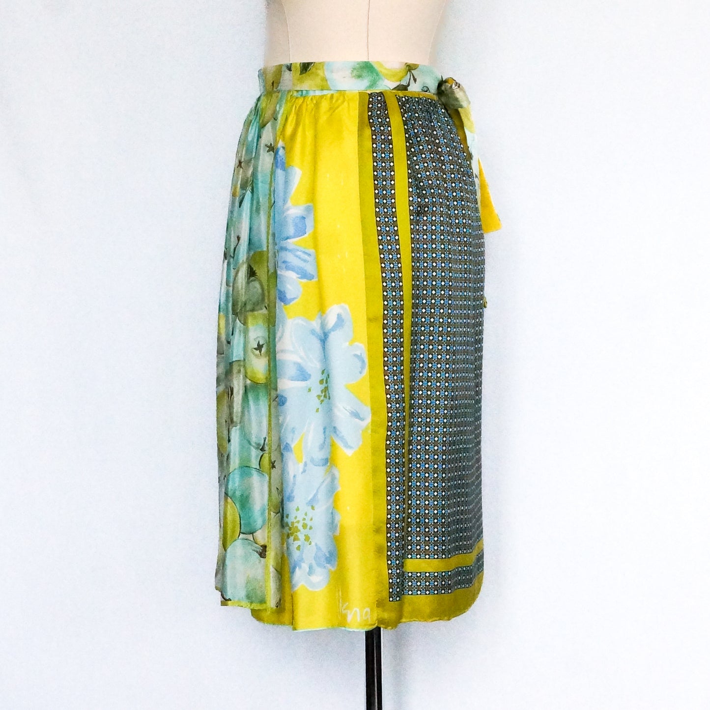 Silk Wrap Skirt Large | Upcycled Scarf Design Boho Style Skirt