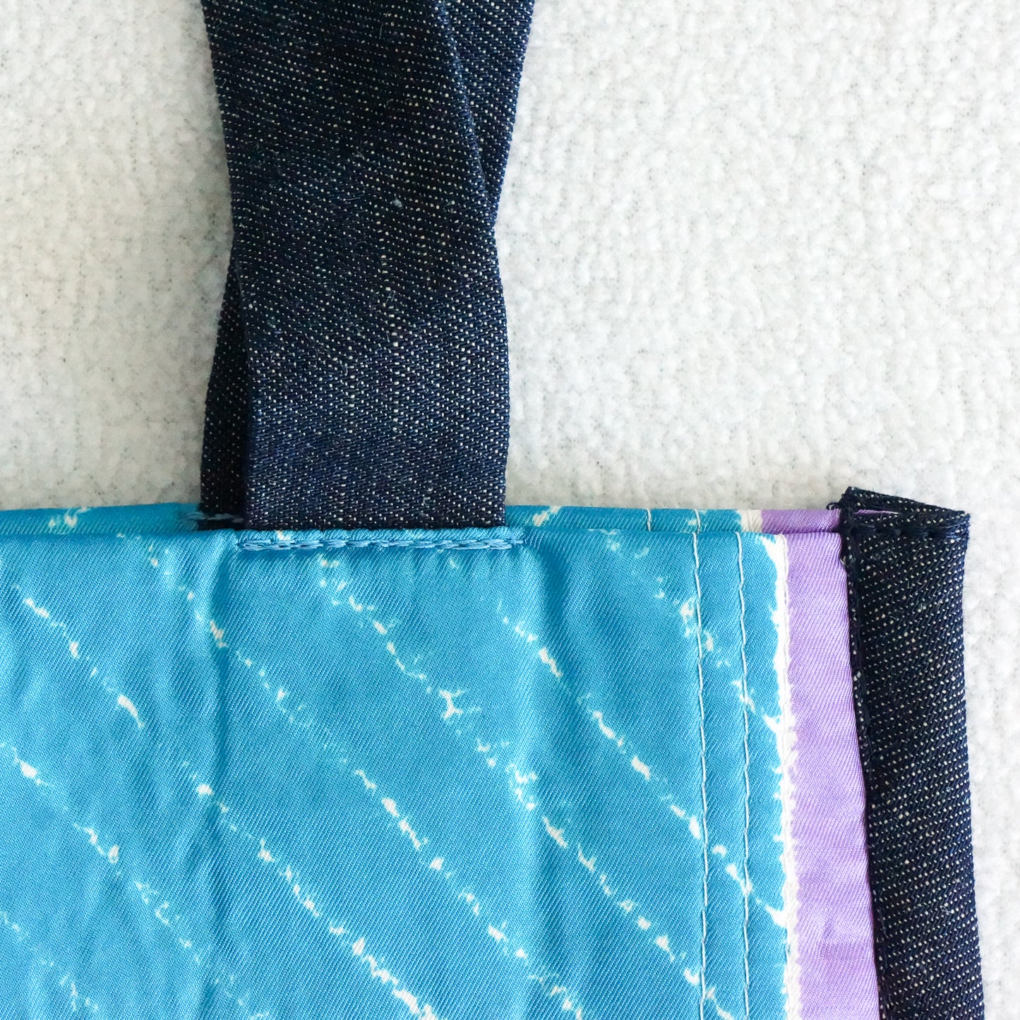 Vintage Scarf Fabric Bag Geometric Pattern | Upcycled Fabric Tote Bag Carryall