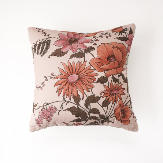 Peach floral accent pillow 12” Upcycled fabric pillow #10