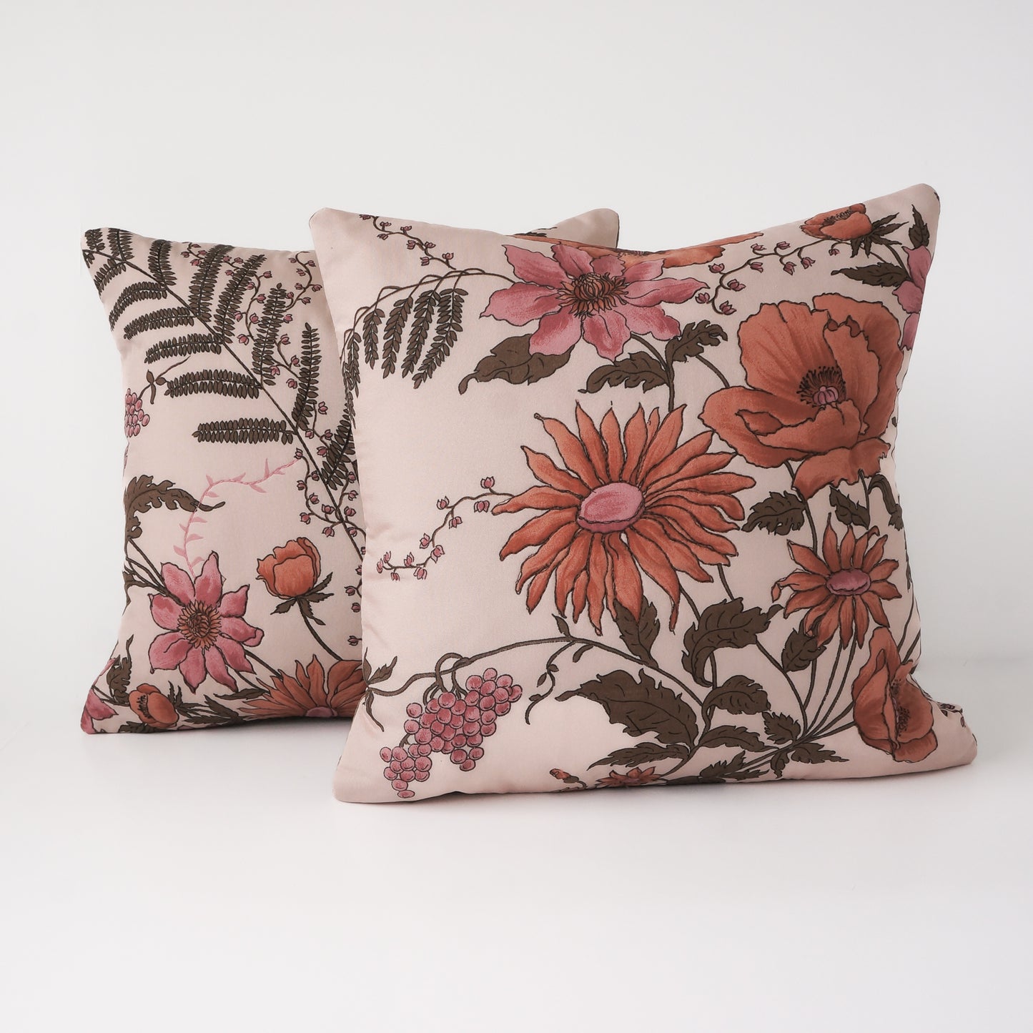 Peach floral accent pillow 12” Upcycled fabric pillow #10