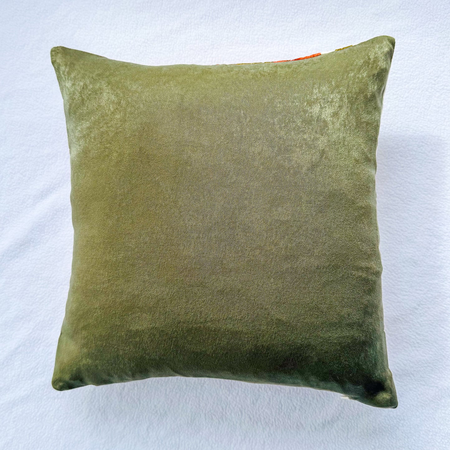 Cherry Floral Throw Pillow 14": Upcycled Vintage Scarf Floral Accent Cushion