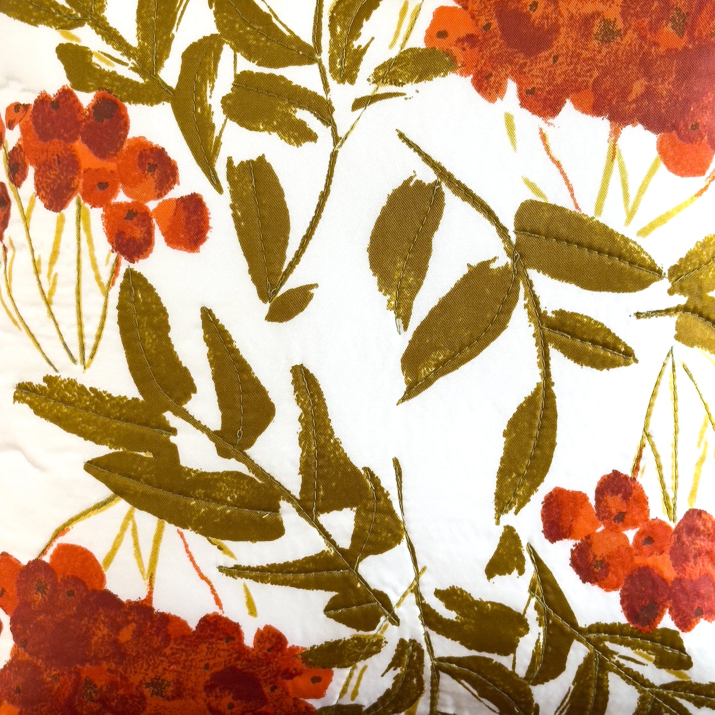 Cherry Floral Throw Pillow 14": Upcycled Vintage Scarf Floral Accent Cushion