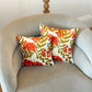 Cherry Floral Throw Pillow 14": Upcycled Vintage Scarf Quilted Accent Cushion