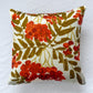 Cherry Floral Throw Pillow 14": Upcycled Vintage Scarf Quilted Accent Cushion