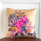 Pink and Tan Floral Print Upcycled Scarf Throw Pillow 10"