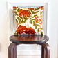 Cherry Floral Throw Pillow 12": Upcycled Scarf Design Quilted Accent Cushion