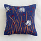 Navy and White Floral Upcycled Scarf Throw Pillow 10"