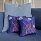 Navy and White Floral Upcycled Scarf Throw Pillow 10"