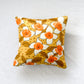 Yellow Floral Throw Pillow 10": Upcycled Retro Scarf Quilted Accent Cushion