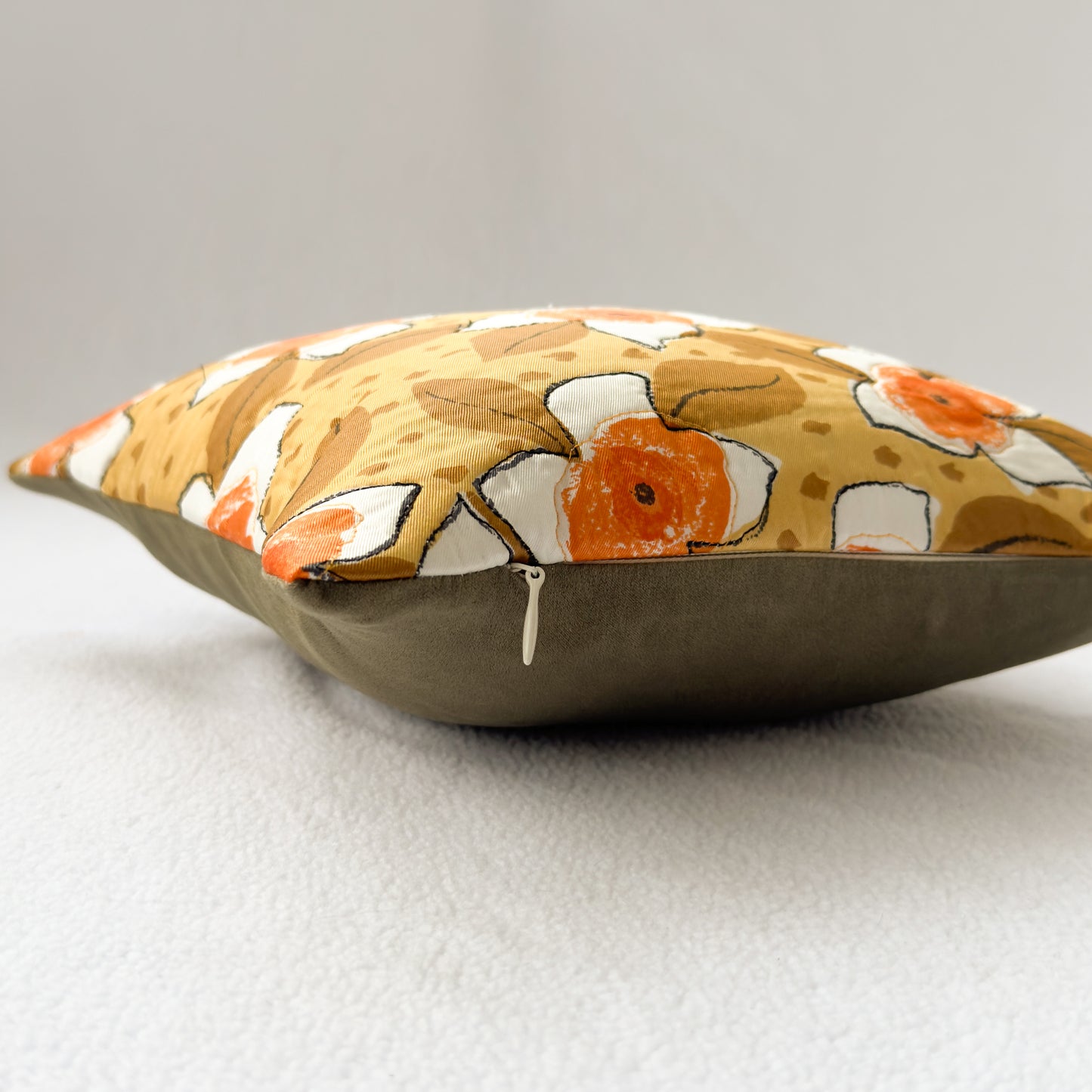 Yellow Floral Throw Pillow 10": Upcycled Retro Scarf Quilted Accent Cushion