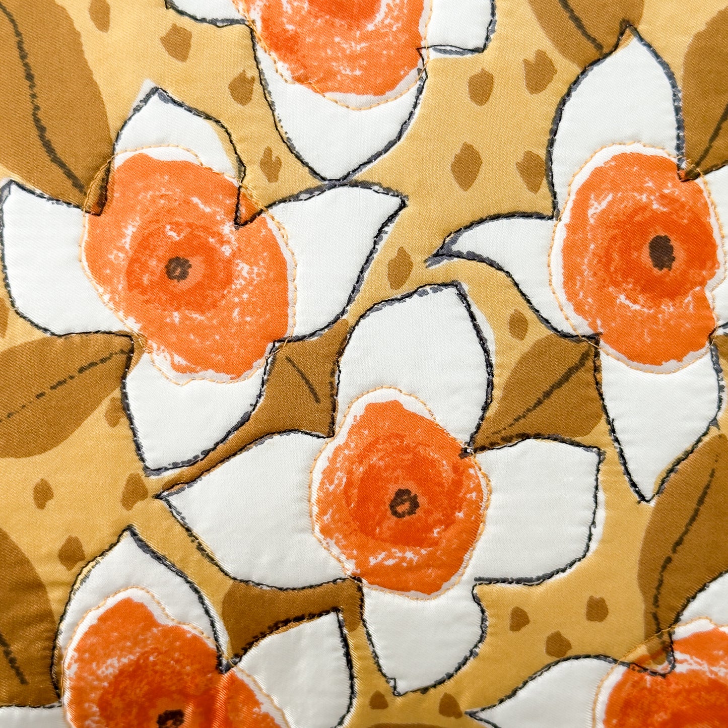 Floral Throw Pillow 12": Upcycled Vintage Scarf Floral Accent Cushion