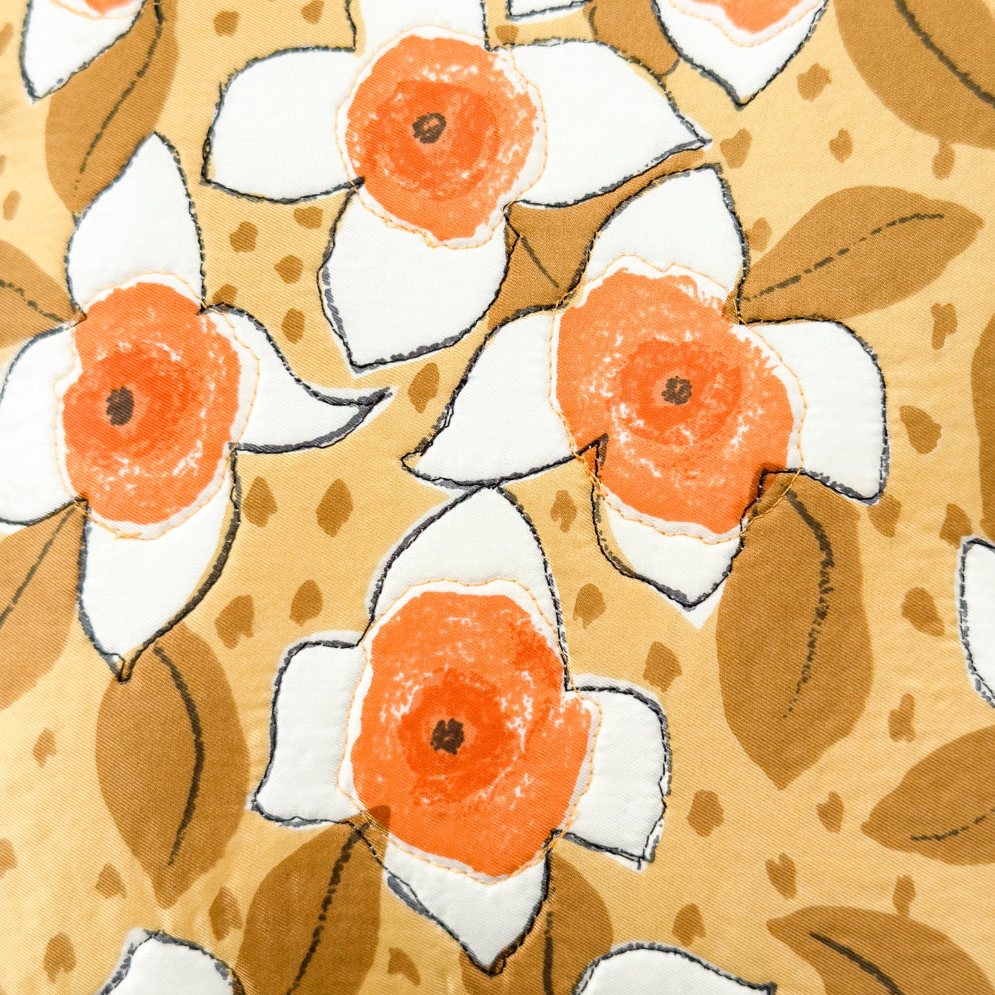 Retro Floral Throw Pillow 12": Upcycled Vintage Scarf Accent Cushion