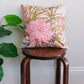 Pink floral accent pillow 16" upcycled fabric throw pillow #4