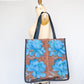 Vintage Scarf Tote Blue Floral Print | Sustainable Upcycled Fabric Market Bag