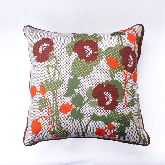Retro floral accent pillow 16” Upcycled fabric pillow #11