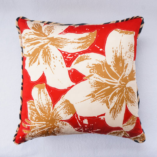 Tropical floral accent pillow 16” Upcycled fabric pillow #12