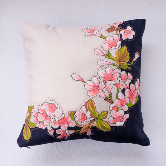 Pink floral accent pillow 12” Upcycled fabric pillow #13