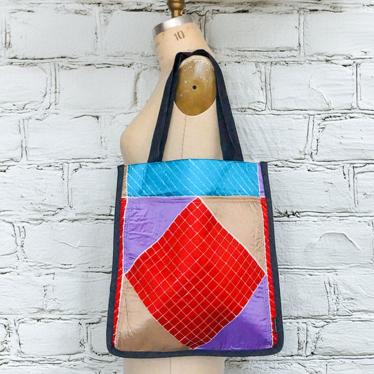 Upcycled Quilted Market Bag Handmade One-Of-A-Kind Tote Bag # 3